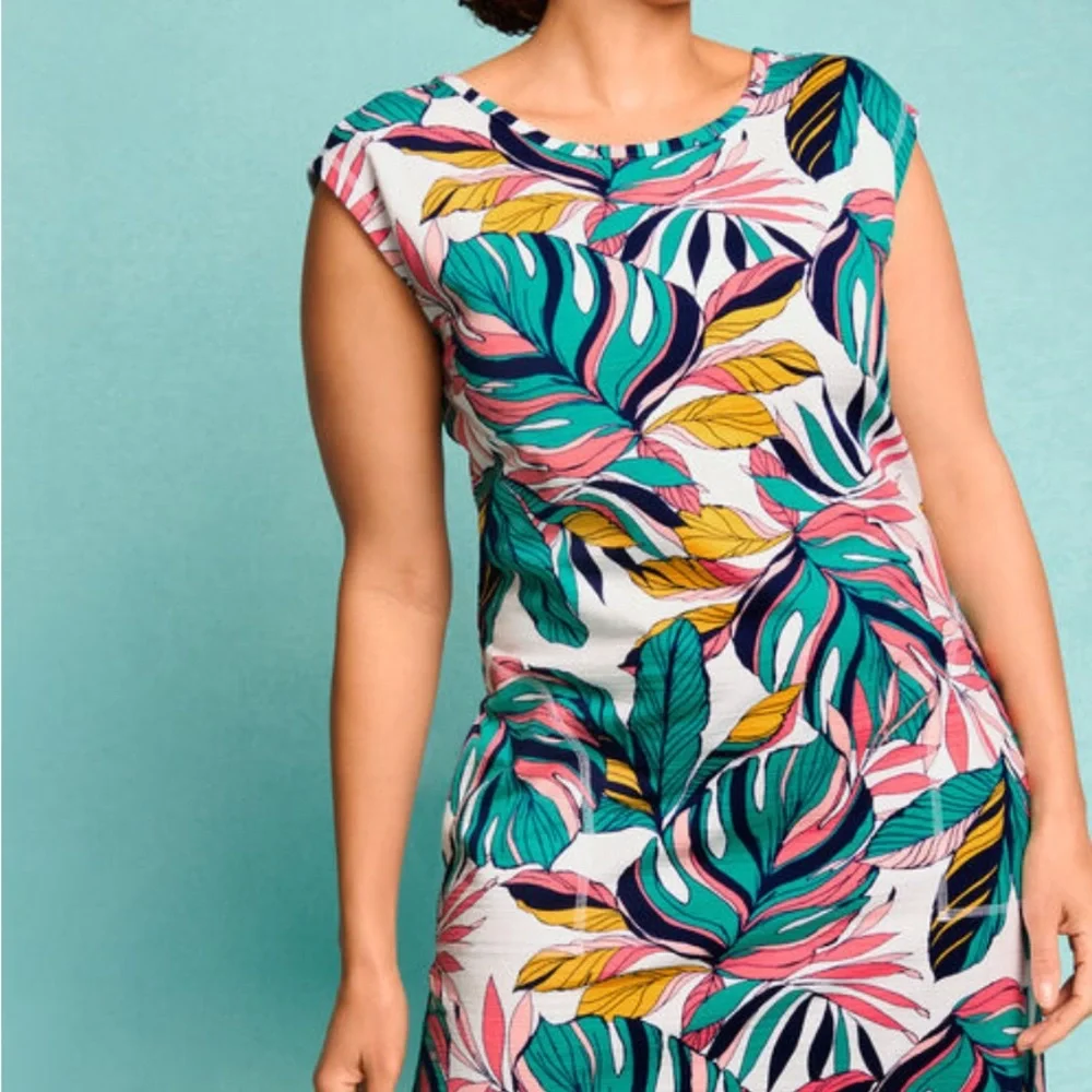 TALBOT’S COZY CRUSH CROSS BACK DRESS - TROPICAL FRONDS SIZE 2X - Picture 3 of 6